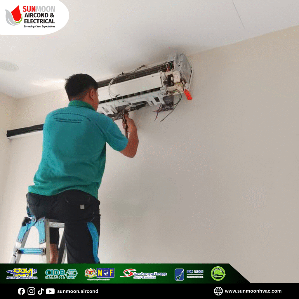 technician service Panasonic aircond not cold in Rawang